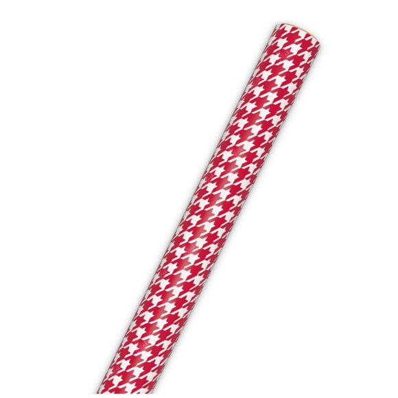 Hallmark Wrapping Paper Red and White Houndstooth 35 sq ft Roll Holiday Gift - Picture 3 of 7
